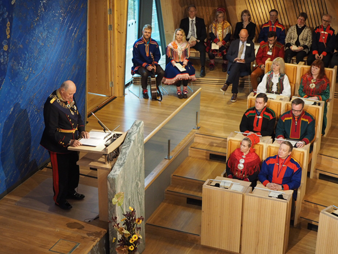 Kong Harald åpner det 8. Sametinget. Foto: Liv Anette Luane, Det kongelige hoff